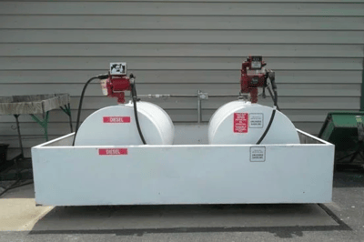 two white gas tanks side by side